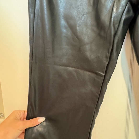 L1. MOTHER Rider Ankle Faux-Leather Black Fleece Lined Pants - Picture 6 of 11